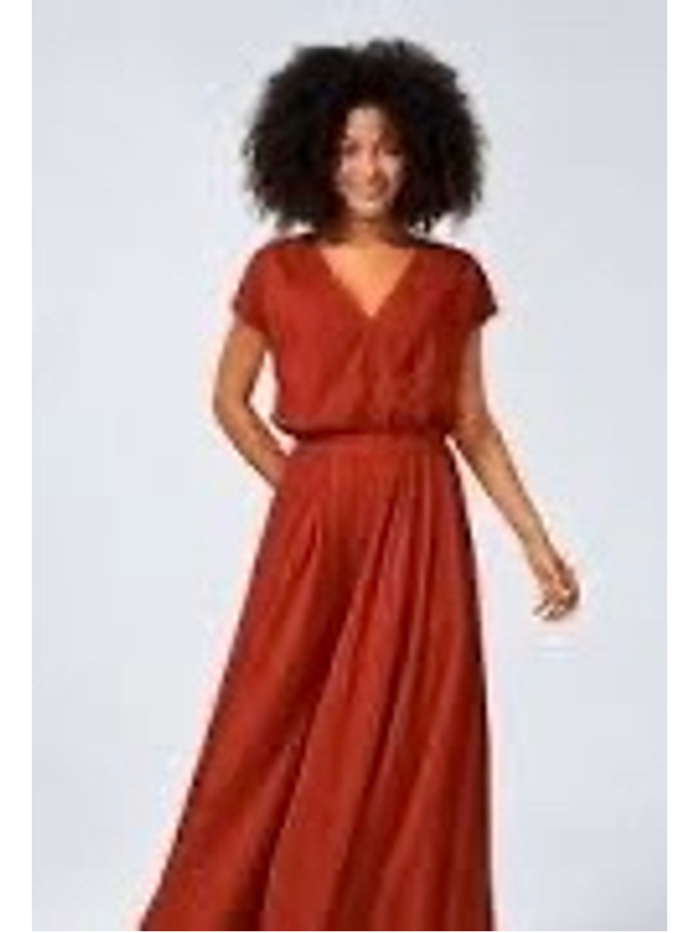 Halara Rust Orange Surplice Size Med V-Neck Wide Leg Jumpsuit Pocket Travel NWT